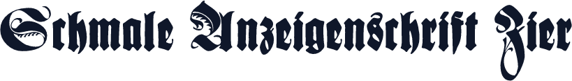 Schmale Anzeigenschrift Zier