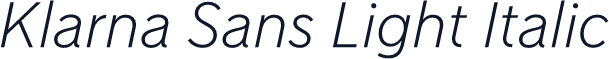 Klarna Sans Light Italic