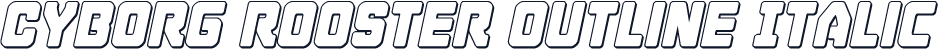 Cyborg Rooster Outline Italic